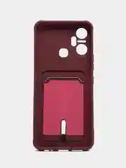 Бордовый чехол для Infinix Smart 6 Plus / Инфиникс Смарт 6 Плюс, силиконовый, с карманом для карты