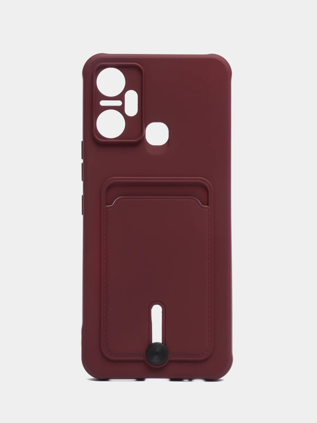 Бордовый чехол для Infinix Smart 6 Plus / Инфиникс Смарт 6 Плюс, силиконовый, с карманом для карты