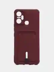 Бордовый чехол для Infinix Smart 6 Plus / Инфиникс Смарт 6 Плюс, силиконовый, с карманом для карты