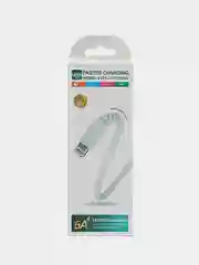 Белый кабель быстрой зарядки 6А, Type-C(Android), Lightning (Apple iPhone)
