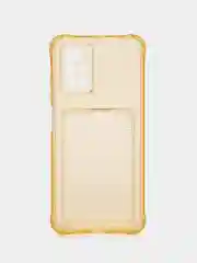 Золотой силиконовый чехол для Xiaomi Redmi 10 (Редми 10), прозрачный, с карманом для карт