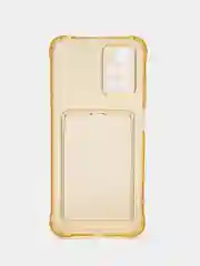 Желтый силиконовый чехол для Xiaomi Redmi 10 (Редми 10), прозрачный, с карманом для карт