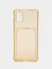 Золотой чехол для Samsung Galaxy A51 4G, M40S, прозрачный с карманом для карт