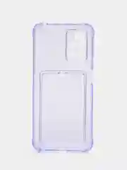 Фиолетовый силиконовый чехол для Xiaomi Redmi 10 (Редми 10), прозрачный, с карманом для карт