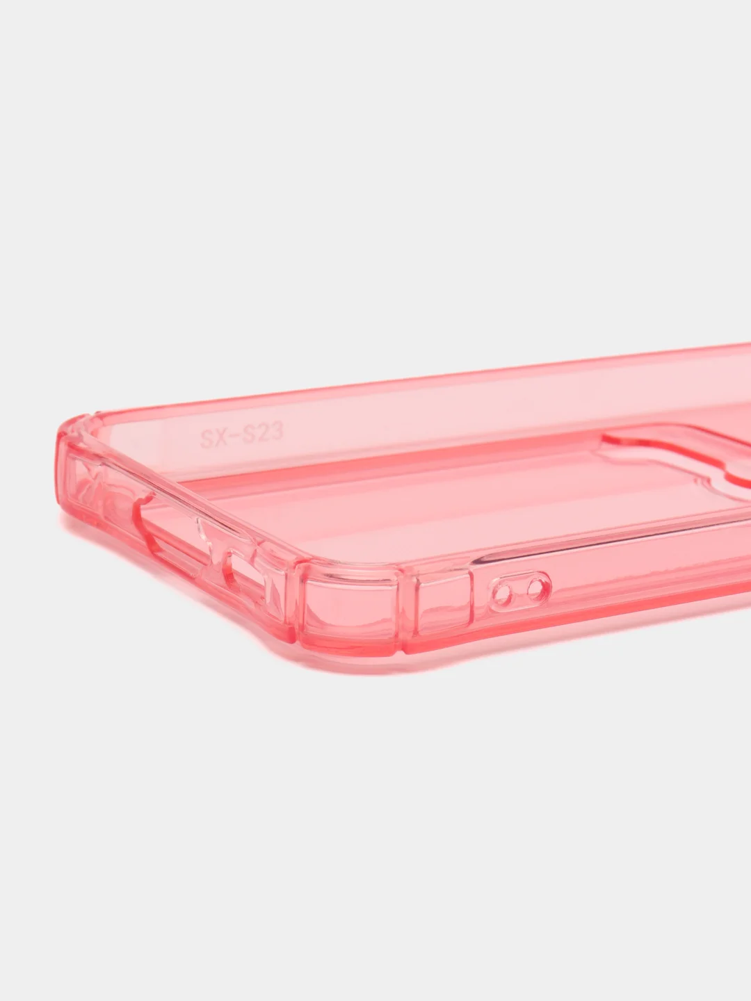 Розовый чехол для Samsung Galaxy S23 (Самсунг Галакси С23), с карманом, прозрачный