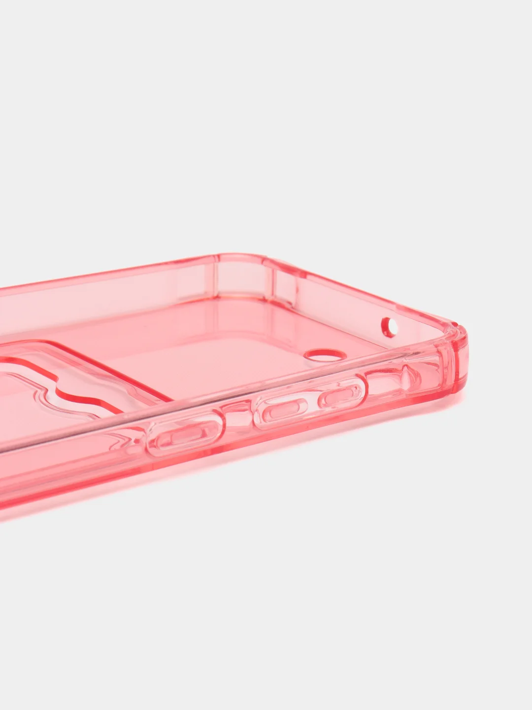 Розовый чехол для Samsung Galaxy S23 (Самсунг Галакси С23), с карманом, прозрачный