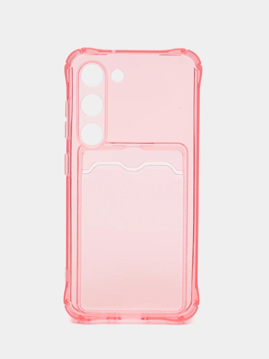 Розовый чехол для Samsung Galaxy S23 (Самсунг Галакси С23), с карманом, прозрачный