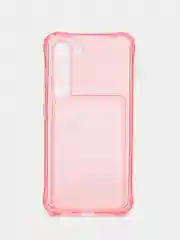 Розовый чехол для Samsung Galaxy S23 (Самсунг Галакси С23), с карманом, прозрачный