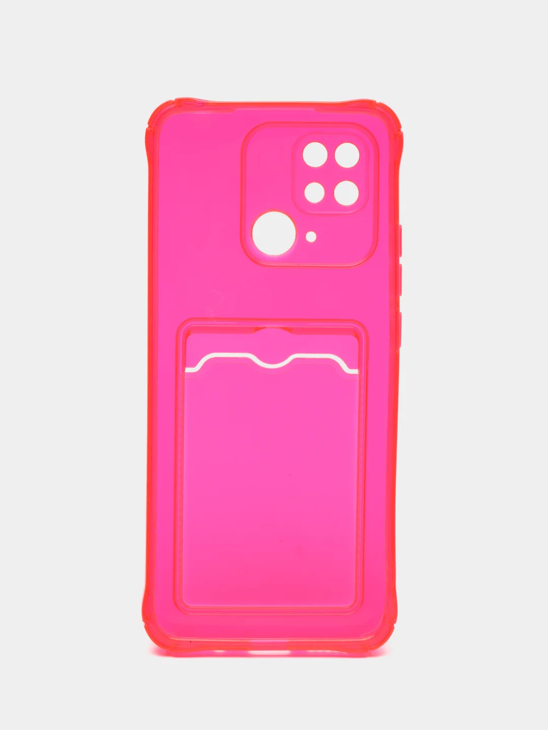 Красный чехол для Xiaomi Redmi 10C, ( Редми 10С ), с карманом для карт, прозрачный