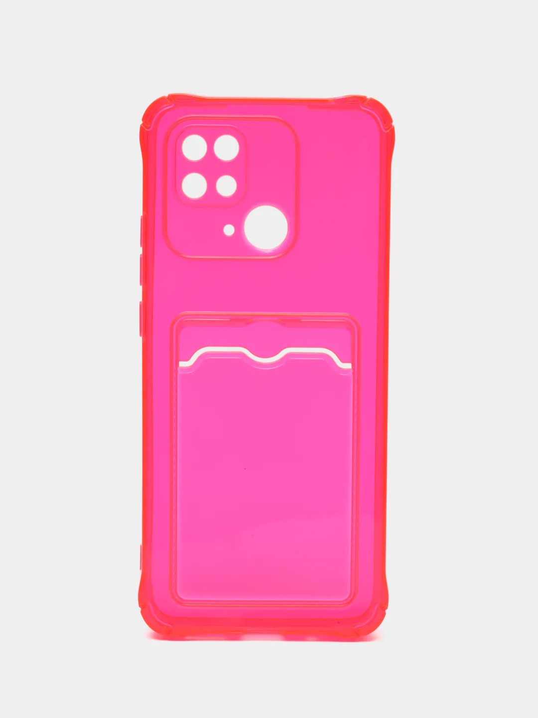 Красный чехол для Xiaomi Redmi 10C, ( Редми 10С ), с карманом для карт, прозрачный