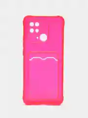 Красный чехол для Xiaomi Redmi 10C, ( Редми 10С ), с карманом для карт, прозрачный