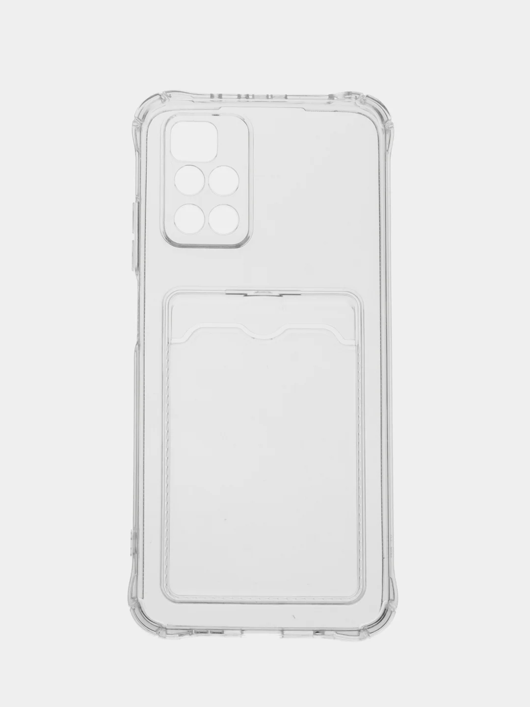 Прозрачный силиконовый чехол для Xiaomi Redmi 10 (Редми 10), прозрачный, с карманом для карт