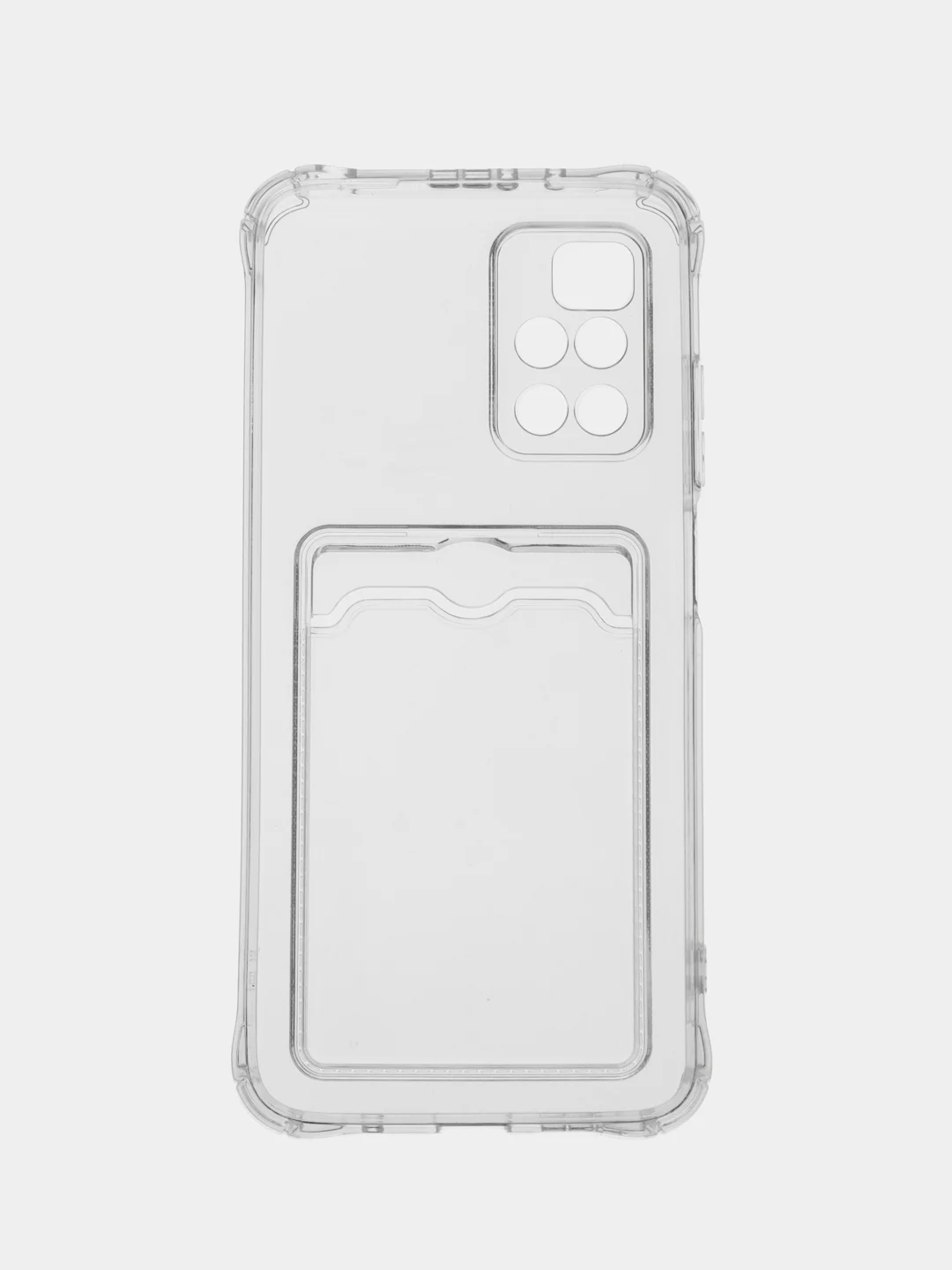 Прозрачный силиконовый чехол для Xiaomi Redmi 10 (Редми 10), прозрачный, с карманом для карт
