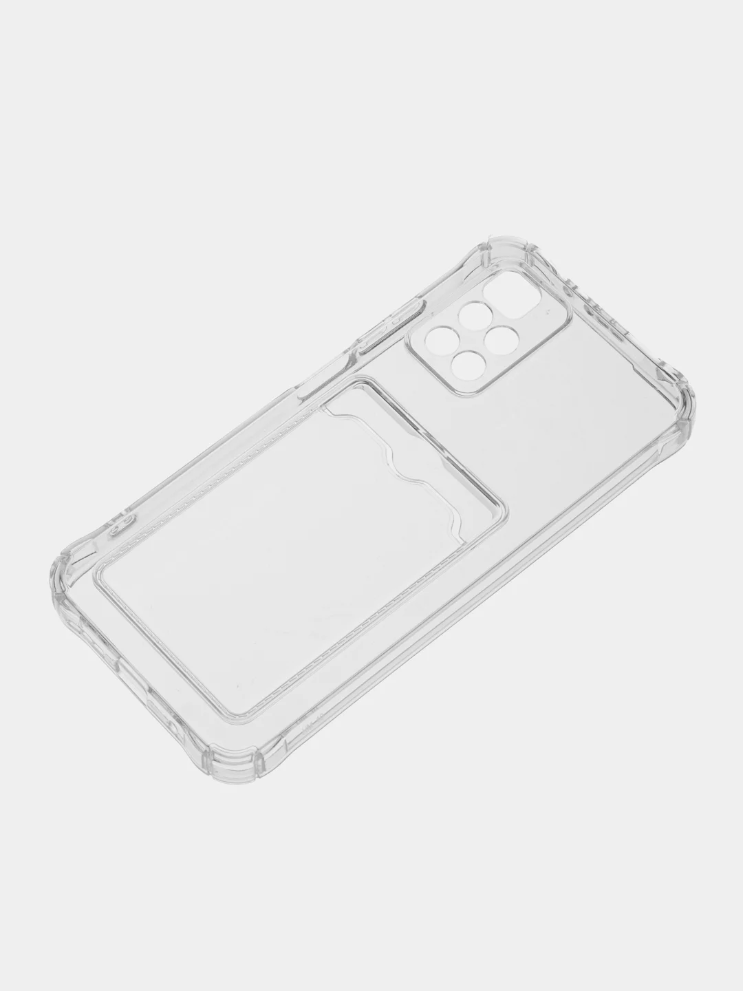 Прозрачный силиконовый чехол для Xiaomi Redmi 10 (Редми 10), прозрачный, с карманом для карт