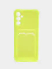 Желтый силиконовый чехол Samsung Galaxy A14 4G,  A14 5G, с карманом, прозрачный,