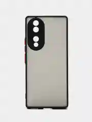 Черный чехол для Huawei Honor 70 (Хуавей Хонор 70), пластиковый, матовый, с цветными кнопками