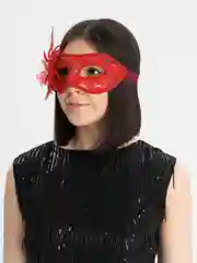 Красный маска карнавальная "Кружево"
