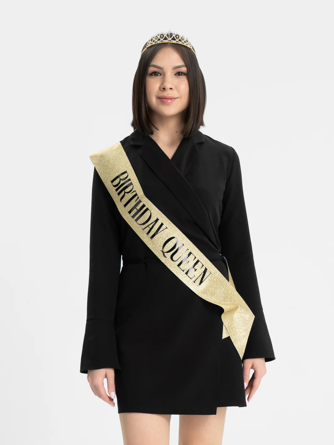 Золотой набор с диадемой (короной) и лентой Birthday Girl (Queen)