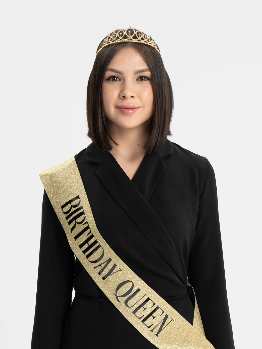 Золотой набор с диадемой (короной) и лентой Birthday Girl (Queen)