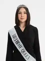 Серебряный набор с диадемой (короной) и лентой Birthday Girl (Queen)