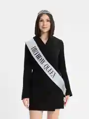 Серебряный набор с диадемой (короной) и лентой Birthday Girl (Queen)
