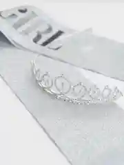 Серый металлик набор с диадемой (короной) и лентой Birthday Girl (Queen)
