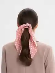 Коралловый платок в горошек на резинке