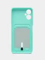 Бирюзовый чехол для Tecno Spark 9 Pro / Техно Спарк 9 Про, силиконовый, с карманом для карты