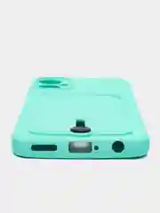 Бирюзовый чехол для Tecno Spark 9 Pro / Техно Спарк 9 Про, силиконовый, с карманом для карты