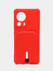 Красный чехол для Xiaomi 13 Lite / Сяоми 13 Лайт, силиконовый, с карманом для карты