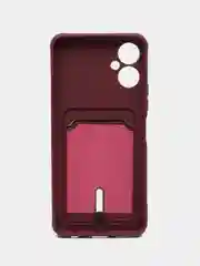Бордовый чехол для Tecno Spark 9 Pro / Техно Спарк 9 Про, силиконовый, с карманом для карты