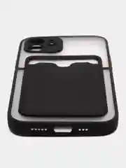 Черный чехол на iPhone XR, X, XS, 11, 12, 12Pro, 13, 13 Pro, с карманом для карт