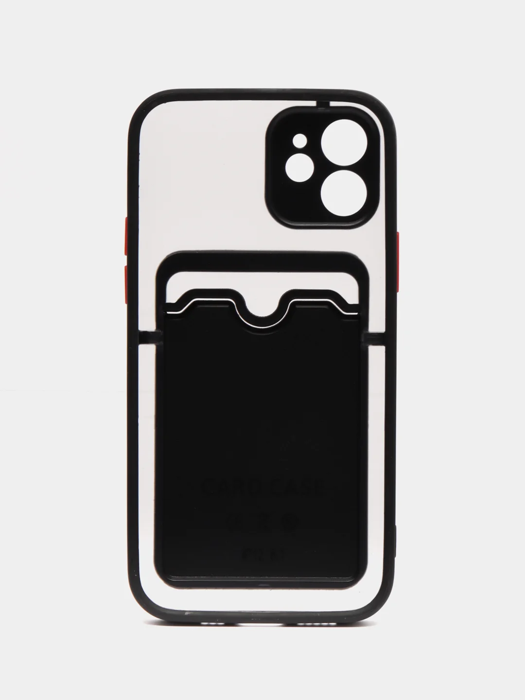 Черный чехол на iPhone XR, X, XS, 11, 12, 12Pro, 13, 13 Pro, с карманом для карт