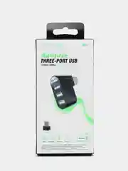 Черный usb-разветвитель Borofone DH3, 3USB, USB-концентратор с подсветкой, переходник
