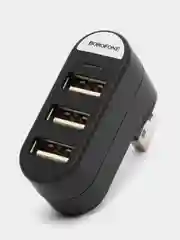 Черный usb-разветвитель Borofone DH3, 3USB, USB-концентратор с подсветкой, переходник