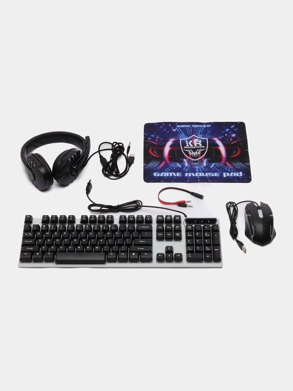 Игровой набор К120.110 клавиатура, наушники, мышь и коврик