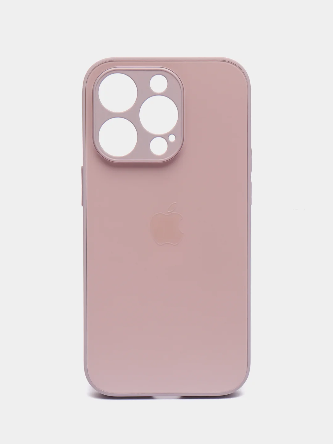 Сиреневый чехол для iPhone (Айфон) 13, 14, Pro, силиконовый, матовой, стеклянная панель