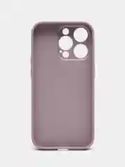 Сиреневый чехол для iPhone (Айфон) 13, 14, Pro, силиконовый, матовой, стеклянная панель