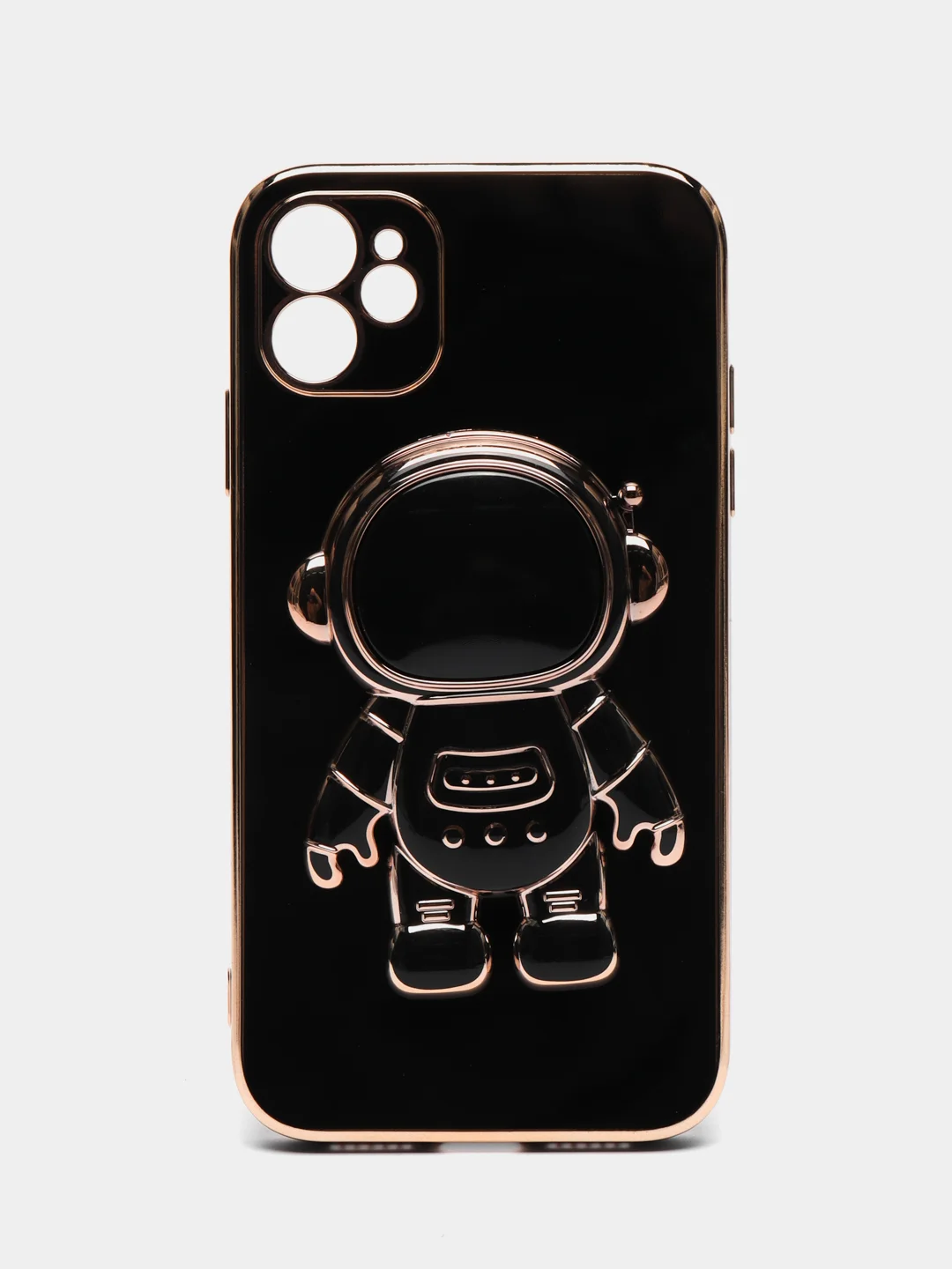 Черный чехол на Айфон с космонавтом, держателем-подставкой, IPhone XR, 11, 12, 13, 14 Pro Max