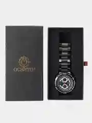Черный мужские наручные часы Ochstin 6114B с хронографом в подарочной упаковке