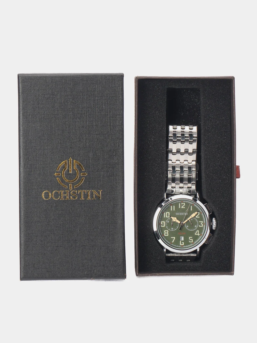 Зеленый мужские наручные часы Ochstin 7246 с хронографом в подарочной упаковке