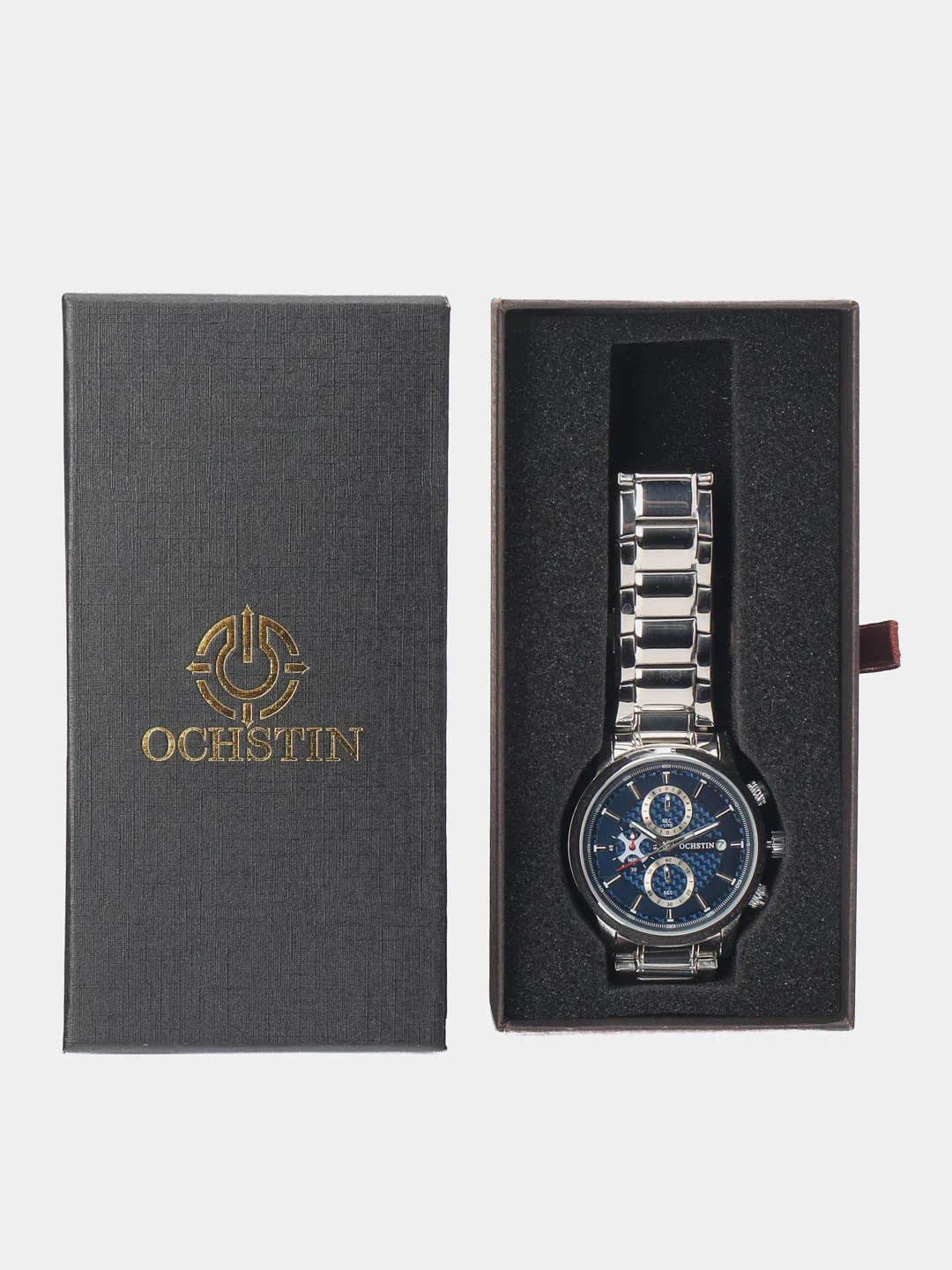Синий мужские наручные часы Ochstin 6085A с хронографом в подарочной упаковке