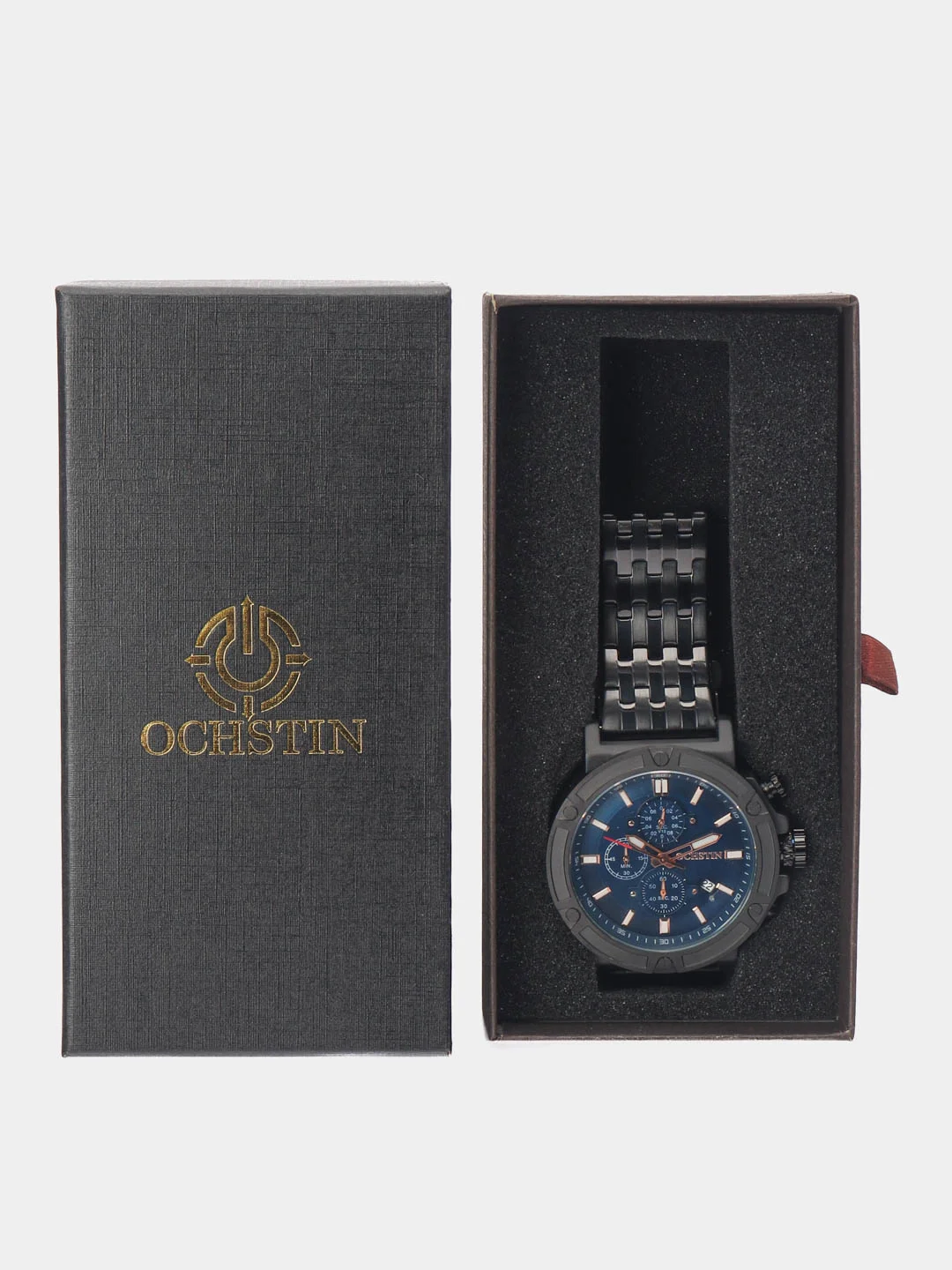 Черный мужские наручные часы Ochstin 7247 с хронографом в подарочной упаковке