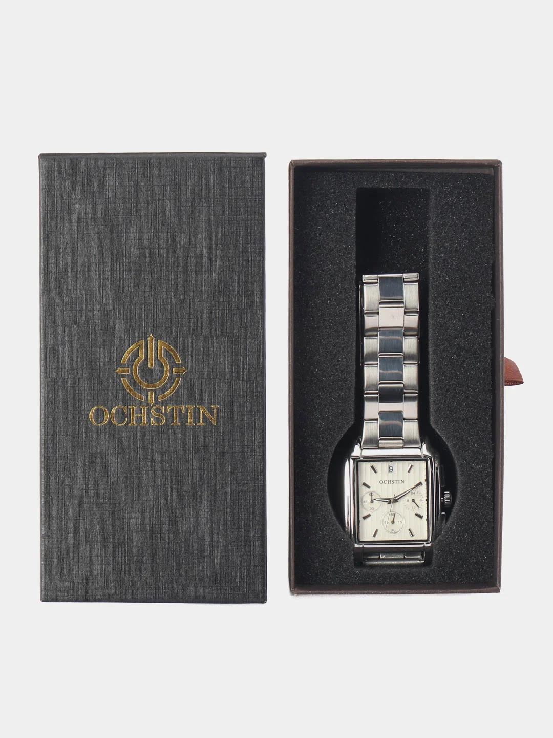 Серебряный мужские наручные часы Ochstin 7240 с хронографом в подарочной упаковке