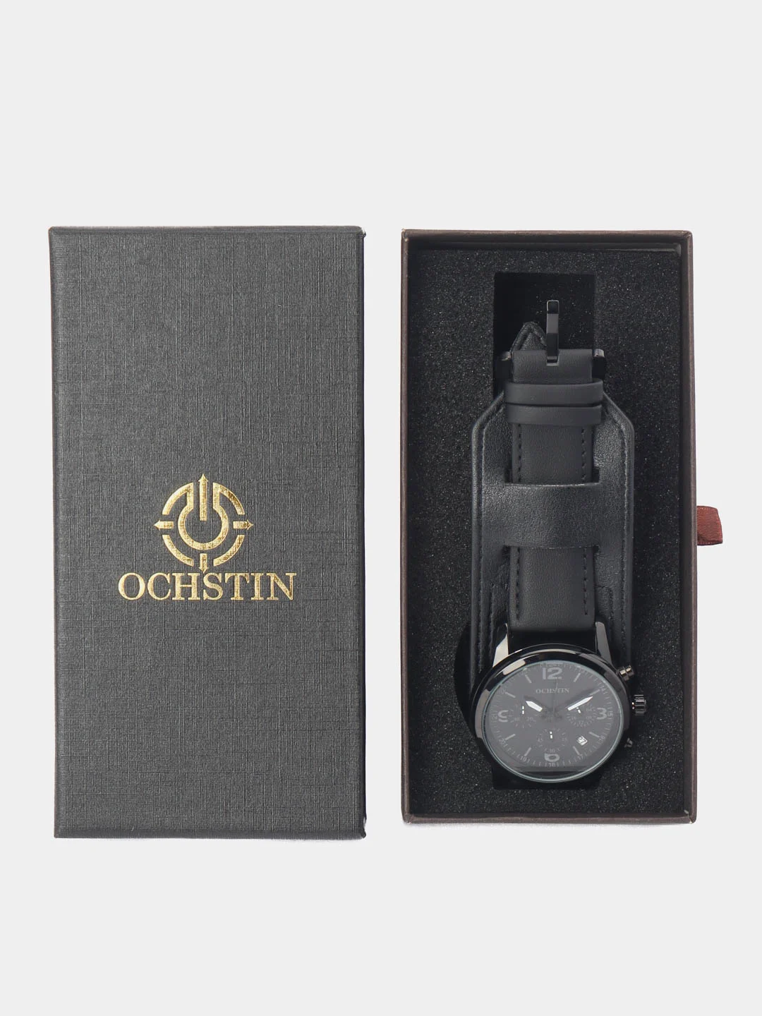 Черный мужские наручные часы Ochstin 7230 с хронографом в подарочной упаковке