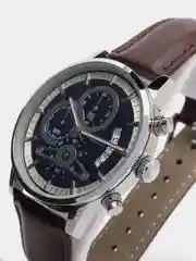 Синий мужские наручные часы Dedima D-159, с кожаным ремешком и хронографом