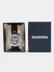 Синий мужские наручные часы Dedima D-159, с кожаным ремешком и хронографом