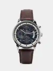 Синий мужские наручные часы Dedima D-159, с кожаным ремешком и хронографом