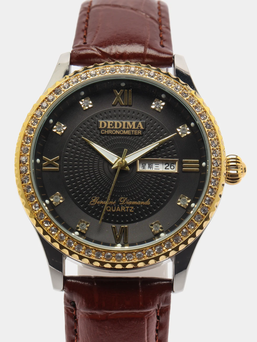 Черный женские наручные часы Dedima D-160, с календарём, в подарочной упаковке