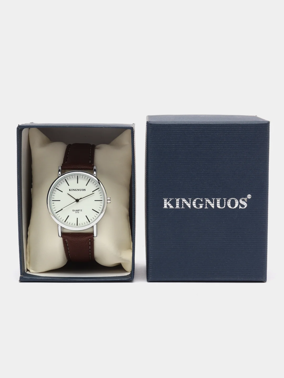 Серебряный мужские наручные часы Kingnuos K-015, в подарочной упаковке